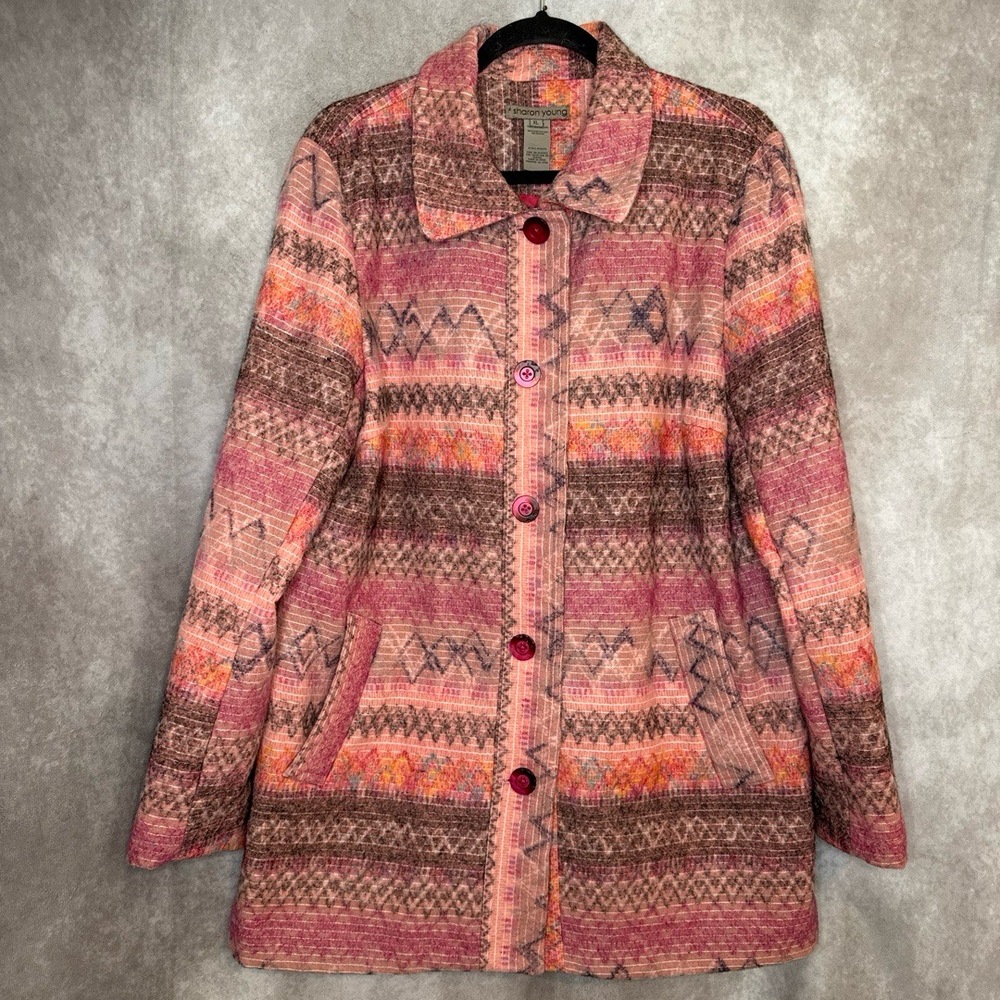 Sharon Young Jacket Womens XL Multi-Color Tribal Southwestern Pattern‎
